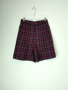 VTG Counterparts Womens Mom Shorts Size 12 Red Plaid High Waisted Dark Academia